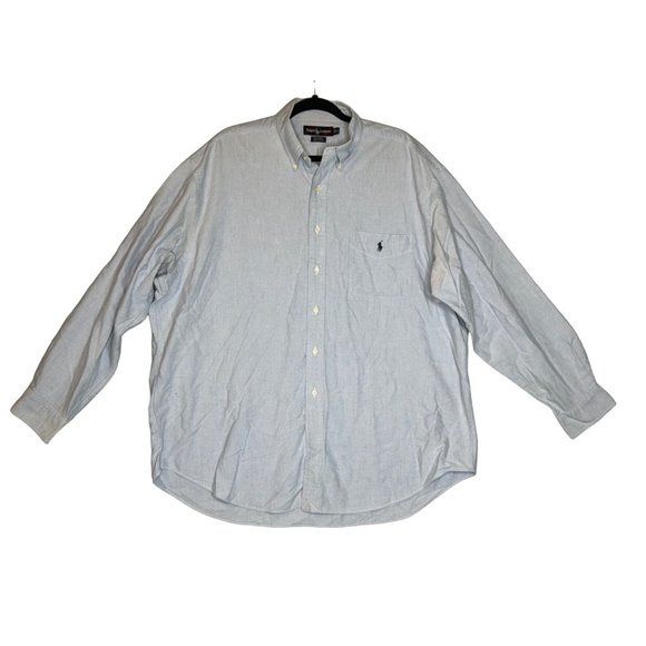 Ralph Lauren Mens XLBig Shirt 100% Cotton Blue Long Sleeve Button Down - Picture 3 of 5